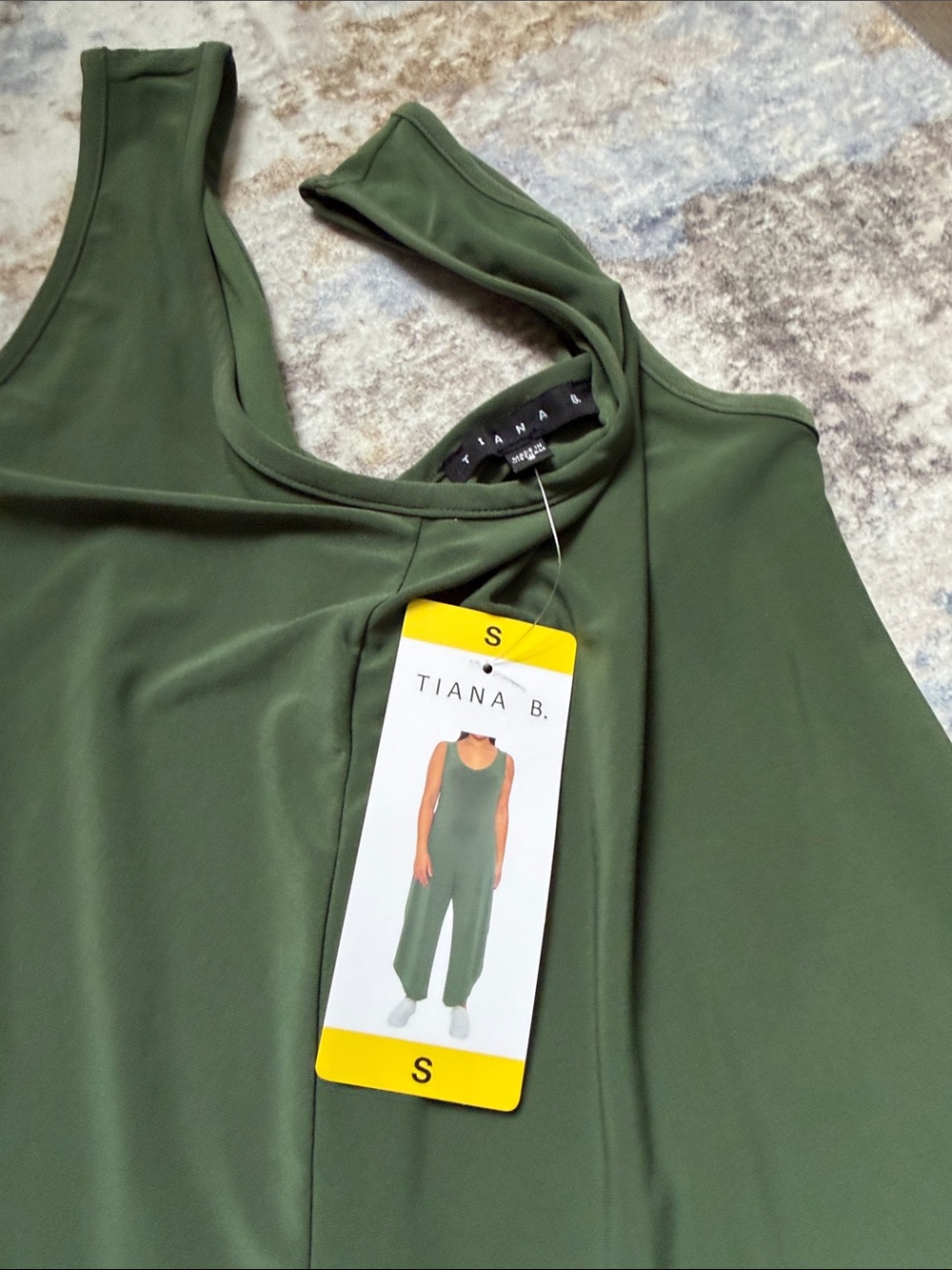 Tiana B. Olive Green Scoop-Neck Wide Leg Jumpsuit
